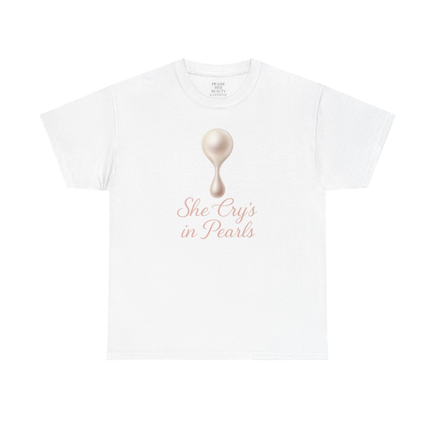She Cries in Pearls Unisex Heavy Cotton Tee - Soft & Meaningful Graphic T-Shirt