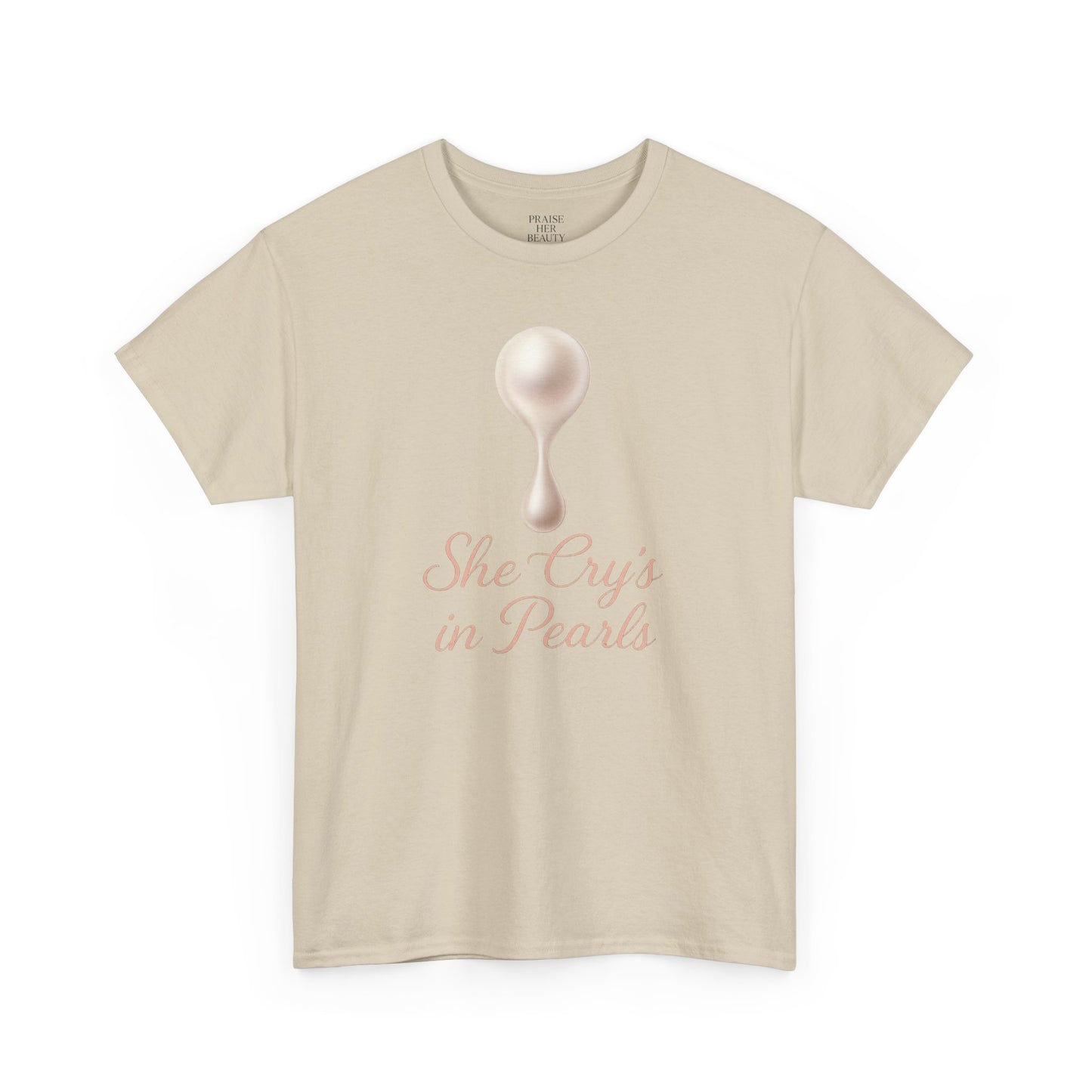 She Cries in Pearls Unisex Heavy Cotton Tee - Soft & Meaningful Graphic T-Shirt