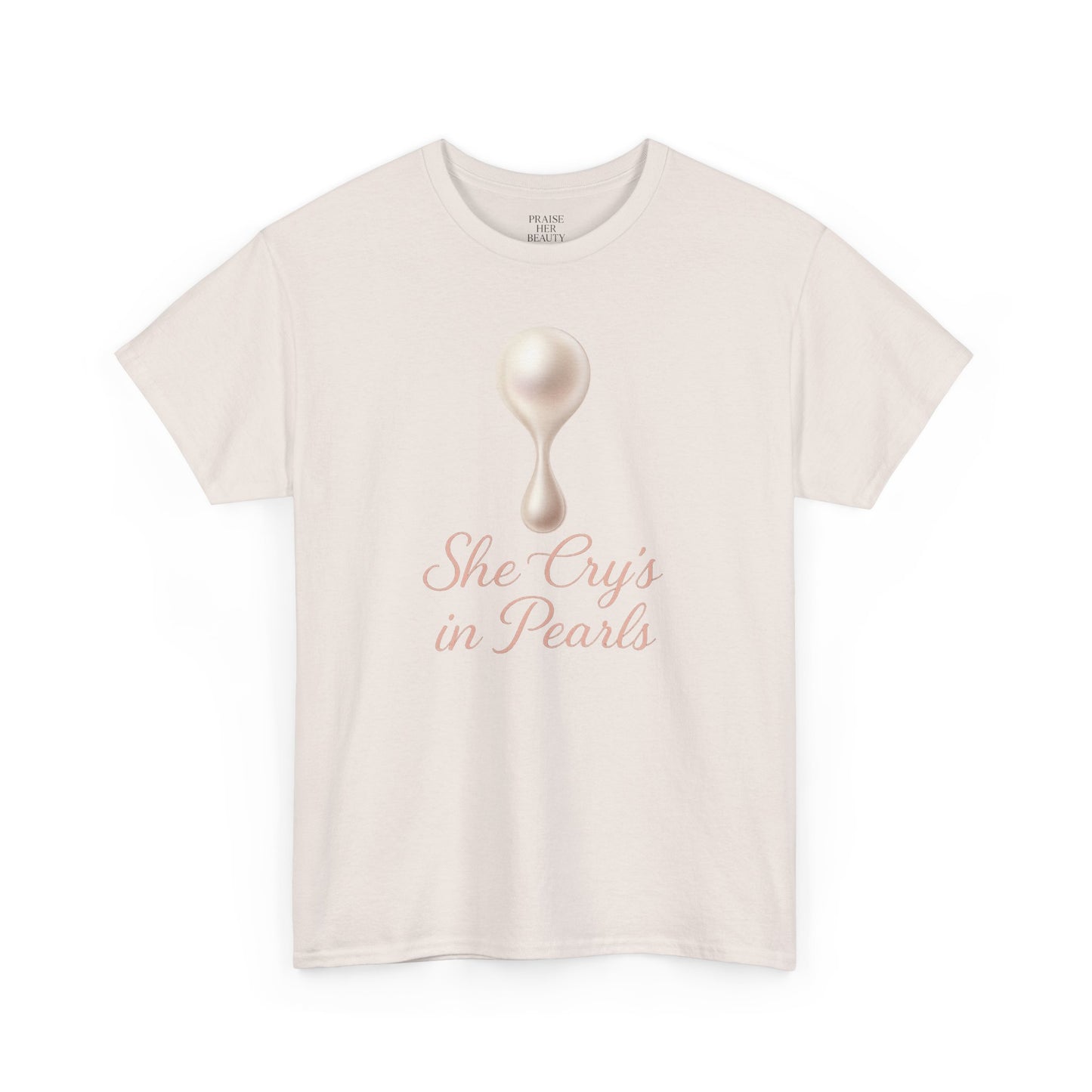 She Cries in Pearls Unisex Heavy Cotton Tee - Soft & Meaningful Graphic T-Shirt