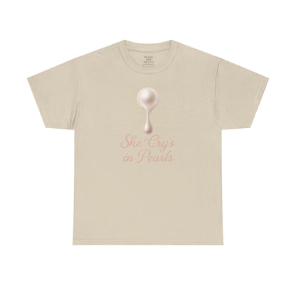 She Cries in Pearls Unisex Heavy Cotton Tee - Soft & Meaningful Graphic T-Shirt