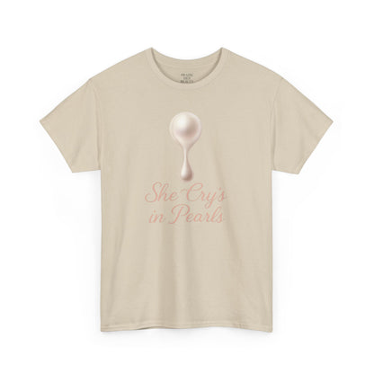 She Cries in Pearls Unisex Heavy Cotton Tee - Soft & Meaningful Graphic T-Shirt