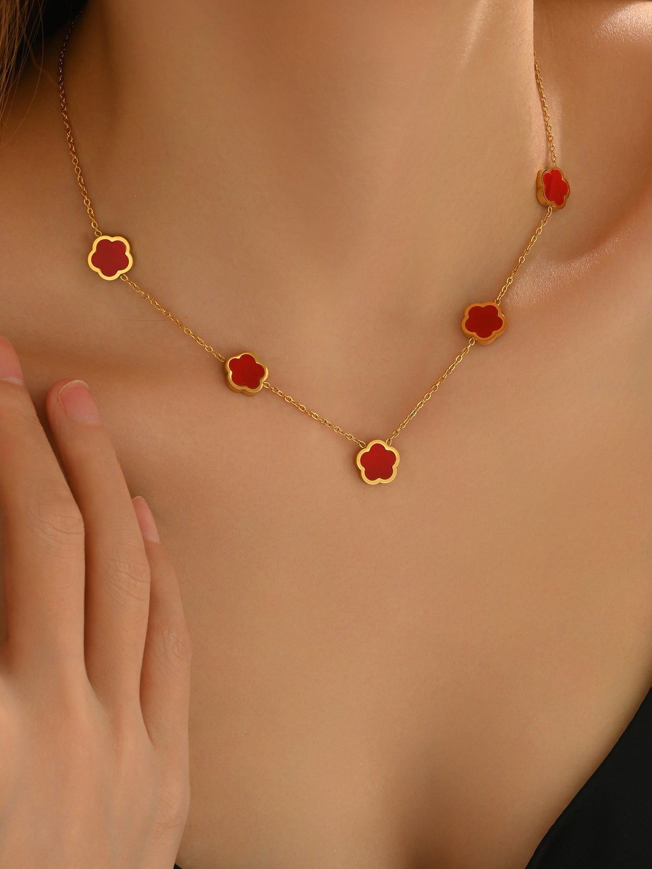 18K Gold Plated Five Leaf Clover Necklace