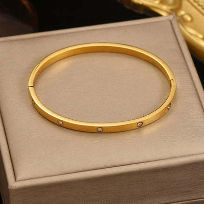 Lxalry 18K Gold Plated Stainless Steel Minimalist Bracelet