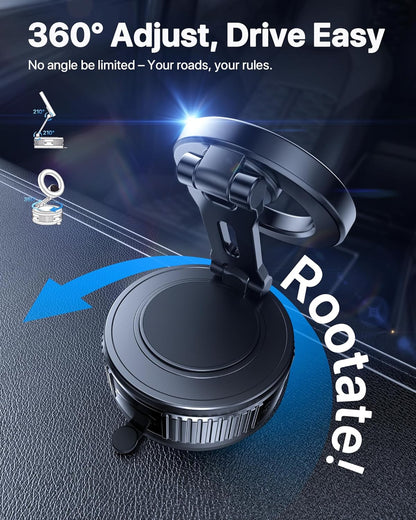 2026 Vacuum for Magsafe Car Mount, [Strongest Suction] Magnetic Phone Holders for Your Car, 360° Adjustable Car Phone Holder Mount for Iphone 17 Pro Max 16 15 14 13 12 & All Smartphones
