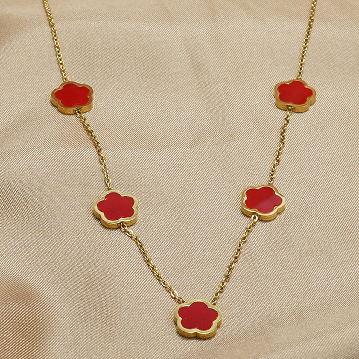 18K Gold Plated Five Leaf Clover Necklace