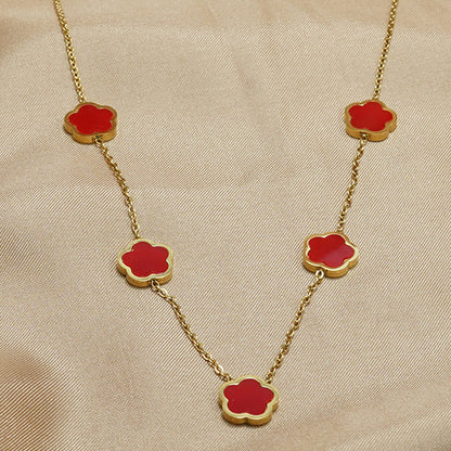 18K Gold Plated Five Leaf Clover Necklace