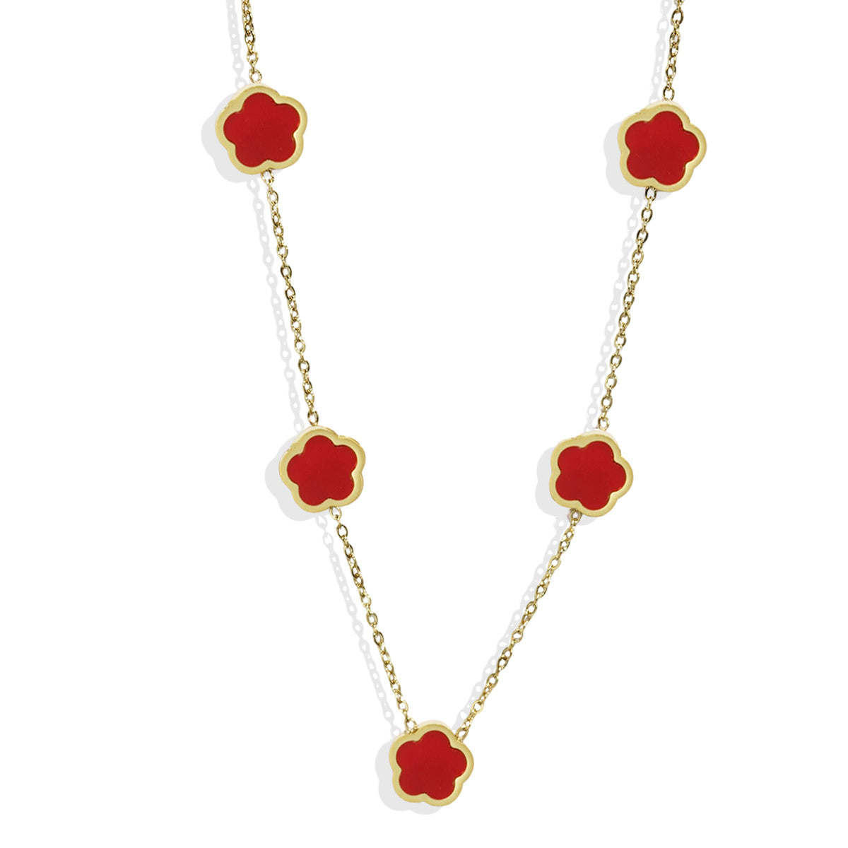 18K Gold Plated Five Leaf Clover Necklace