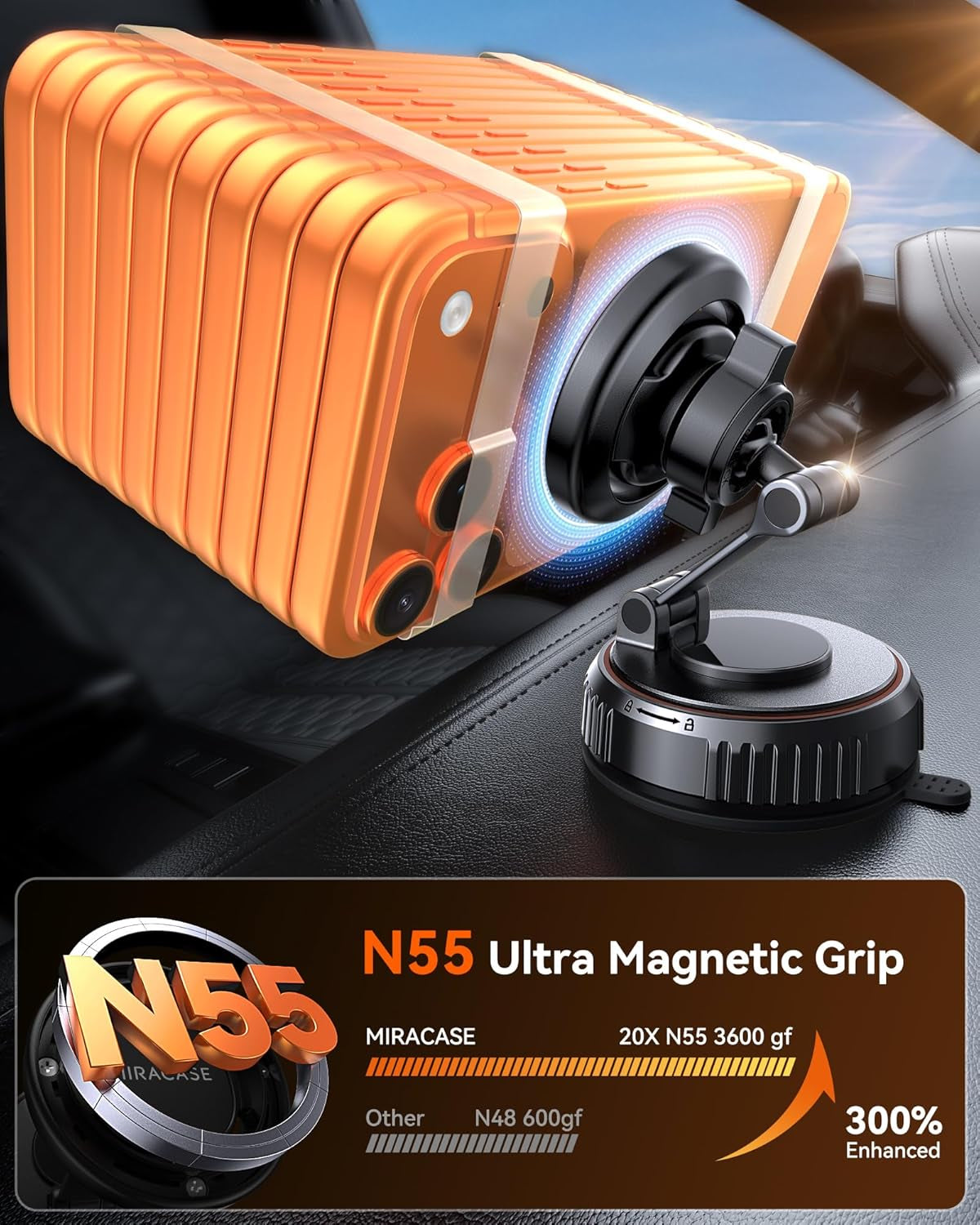 for Magsafe Car Mount[3600Gf Strong Magnet & 89+LBS Suction Base]Vacuum Magnetic Phone Holders for Your Car, 360° Adjustable Dashboard & Windshield Mount with Dash Accents for All Smartphones