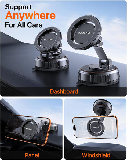 for Magsafe Car Mount[3600Gf Strong Magnet & 89+LBS Suction Base]Vacuum Magnetic Phone Holders for Your Car, 360° Adjustable Dashboard & Windshield Mount with Dash Accents for All Smartphones