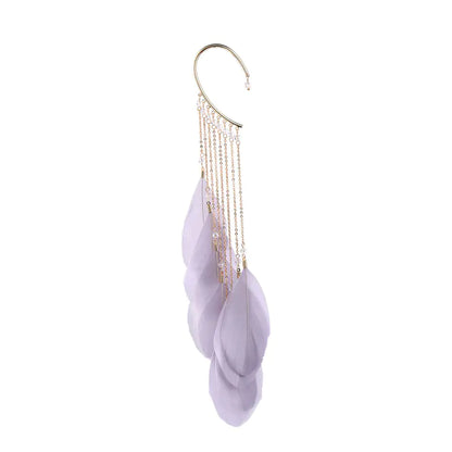 Feather Ear Cuffs, Bohemian Long Tassel Earrings