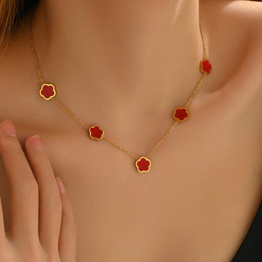 18K Gold Plated Five Leaf Clover Necklace