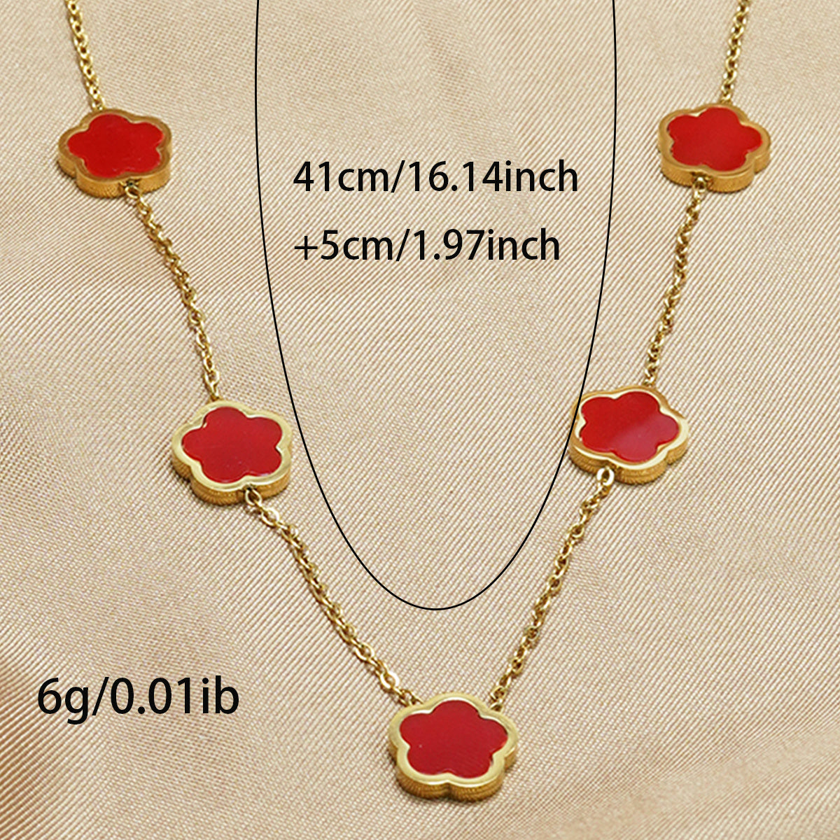 18K Gold Plated Five Leaf Clover Necklace