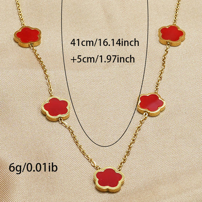 18K Gold Plated Five Leaf Clover Necklace