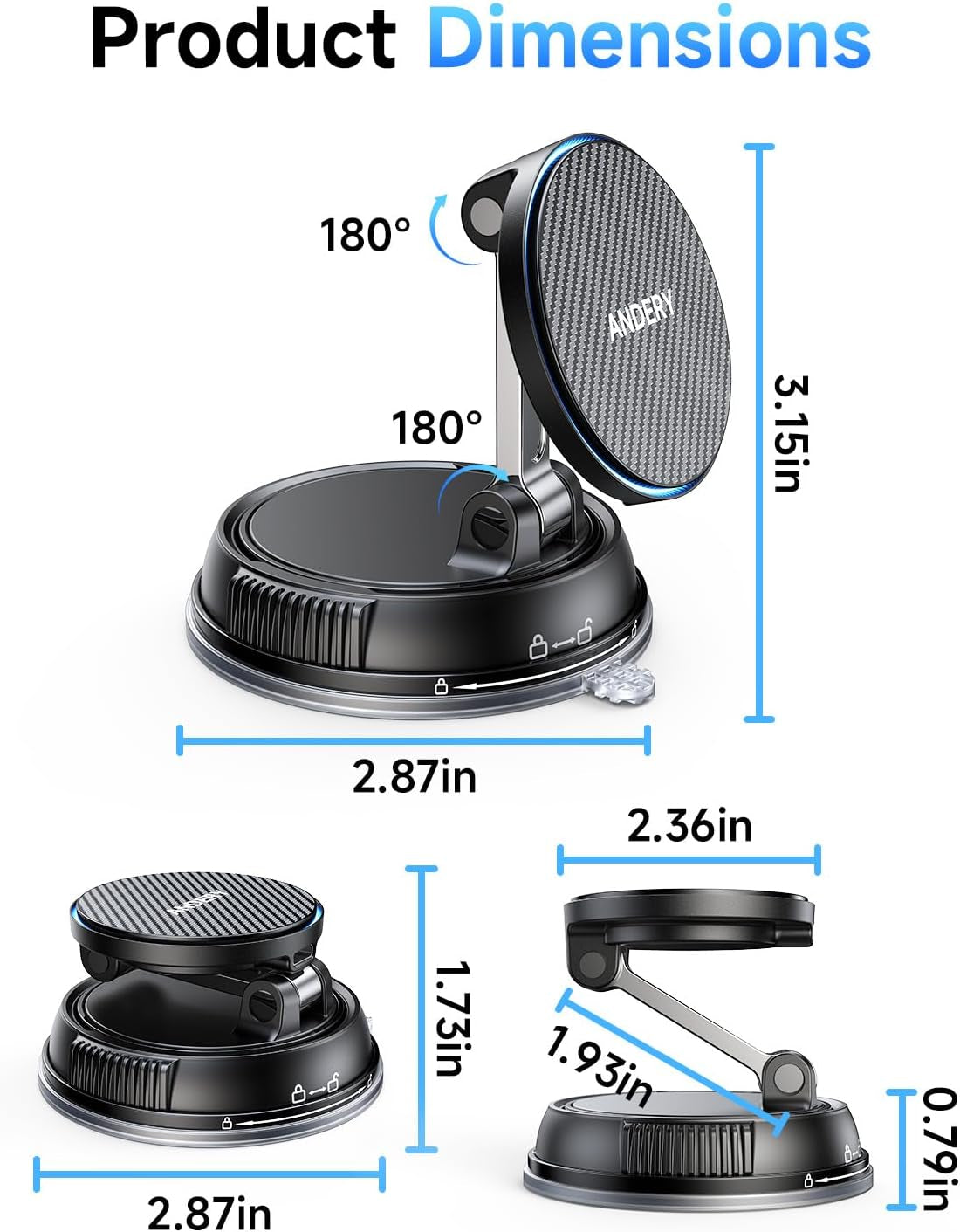 Only for Iphone Magsafe Car Mount Charger [15W Fast Wireless Charge, 78+LBS Strong Suction & 2400Gf Magnetic] 360° Adjustable Car Phone Holder, Phone Holders for Your Car Dash Accents Accessory