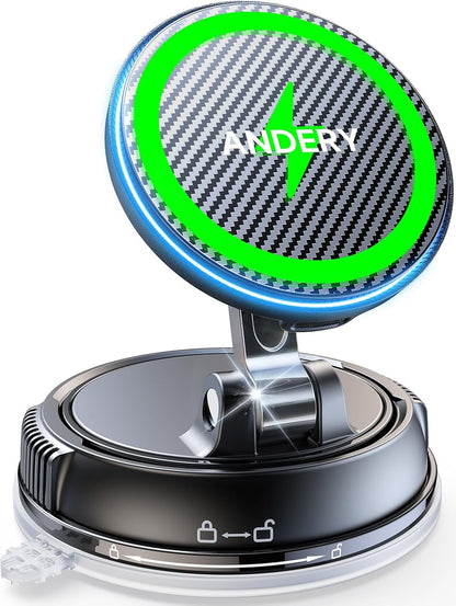Only for Iphone Magsafe Car Mount Charger [15W Fast Wireless Charge, 78+LBS Strong Suction & 2400Gf Magnetic] 360° Adjustable Car Phone Holder, Phone Holders for Your Car Dash Accents Accessory