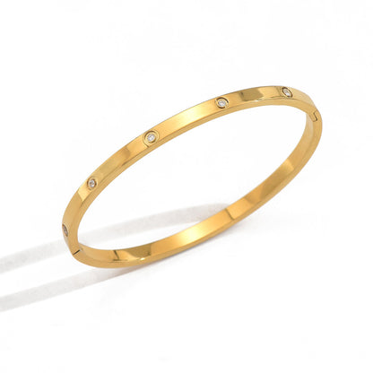 Lxalry 18K Gold Plated Stainless Steel Minimalist Bracelet