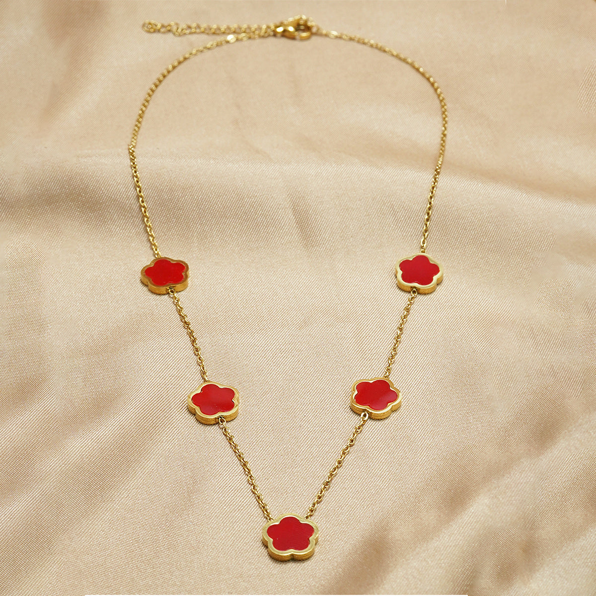 18K Gold Plated Five Leaf Clover Necklace