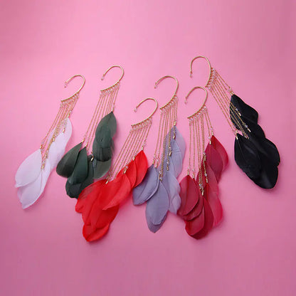 Feather Ear Cuffs, Bohemian Long Tassel Earrings