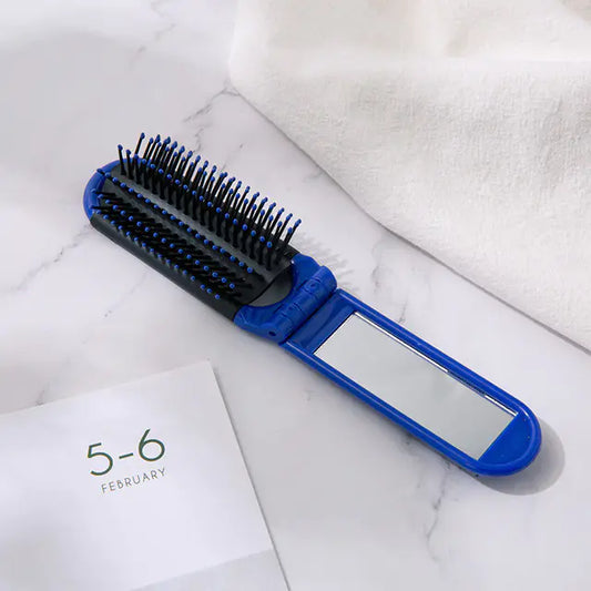 Portable Folding Comb with Travel Mirror and Massage Features